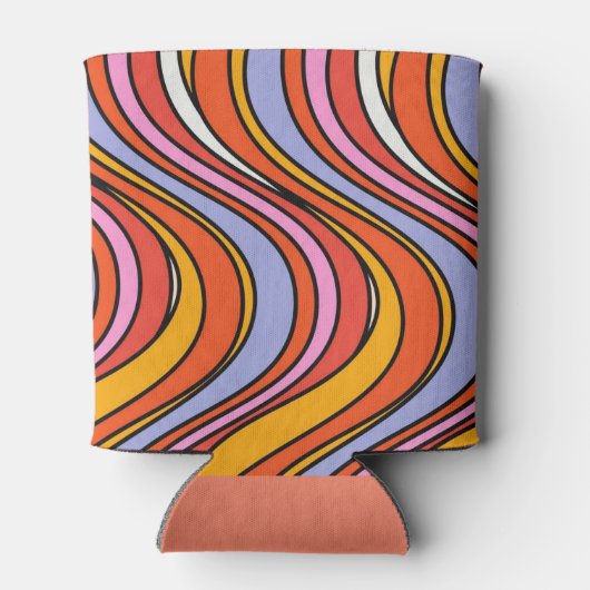 Retro Hippie Psychedelische Krullen Bruidsmeisjesf Blikjeskoeler (Achterkant)