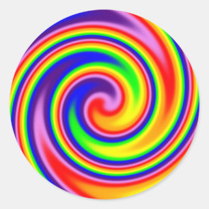 Retro Hippie Rainbow Colors Soft Focus Spiral Ronde Sticker