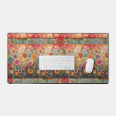 Retro Hippie: Rode Tuintafelmat Bureaumat (Keyboard & Muis)