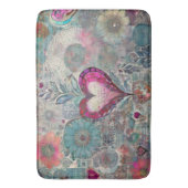 Retro Hippie: Roze Hart Badmat (Voorkant Verticaal)