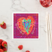 Retro Hippie Roze Turquoise Hart Paar Naam Datum Servet (Insitu)