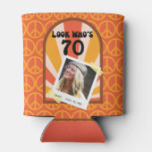 Retro Hippie Sunrise Aangepaste foto Blikjeskoeler (Achterkant)