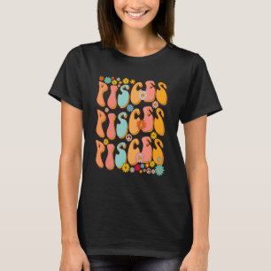 Retro Hippie Vissen Verjaardag Vissen Zodiac Geboo T-shirt