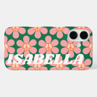 Retro Hippie Vredesbloem Groen Gepersonaliseerde N