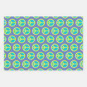 Retro Hippie Vredesgebarentaal in Blauw Inpakpapier Vel (Voorkant)