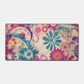 Retro Hippie: Wilde bloemen Desk Mat (Voorkant)