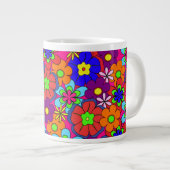 Retro Hippy Groovy Girly Floral Extra Grote Mok (Voorkant rechts)