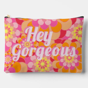 Retro Hippy Oranje roze bloemen Etui