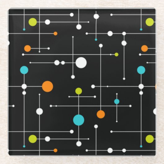 Retro Hipster Black Space Age Glazen Onderzetter (Voorkant)