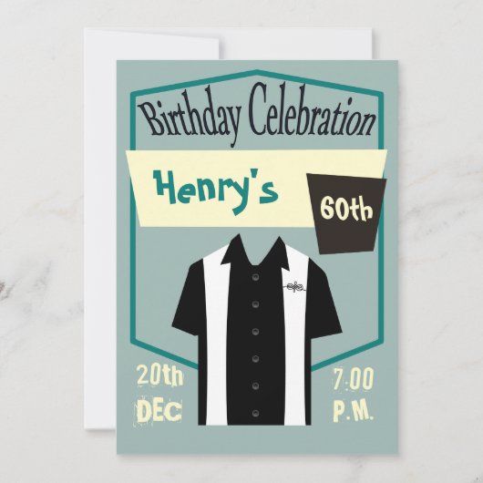 Retro Hipster Bowling Rockabilly Birthday Kaart (Voorkant)