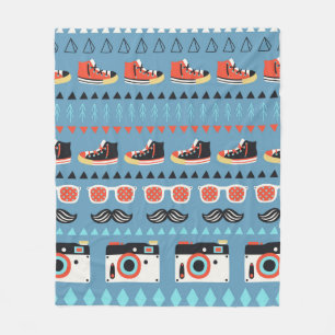Retro-hipster naadloos patroon fleece deken