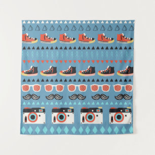Retro-hipster naadloos patroon wandkleed