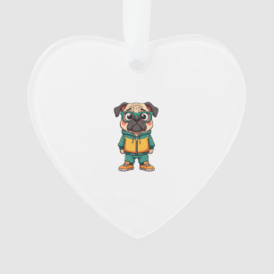Retro Hipster Pug Hond Cartoon Streetwear Grafisch Ornament