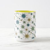 Retro Hipster Space Age Atomic Starburst 15 oz Tweekleurige Koffiemok (Center)