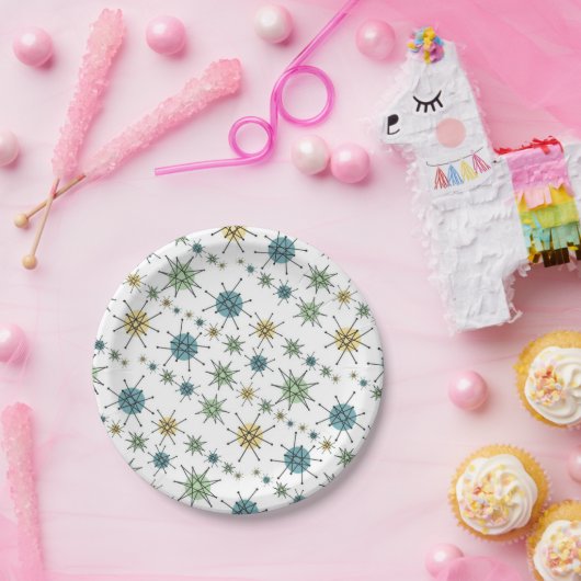 Retro Hipster Space Age Atomic Starburst Papieren Bordje (Feest)