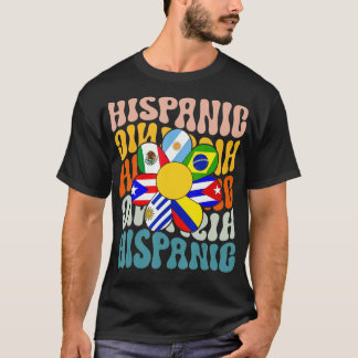 Retro Hispanic Heritage Month Latino Flag All Coun T-shirt