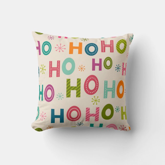 Retro Ho Ho Ho Sierkussen met kerstingang (Voorkant)