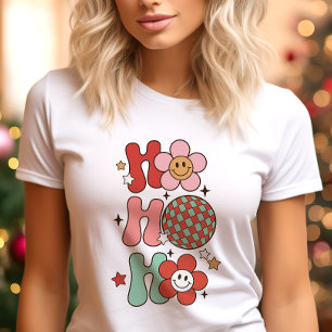 Retro Ho Ho kleurrijke bloem kerst Tri-Blend Shirt