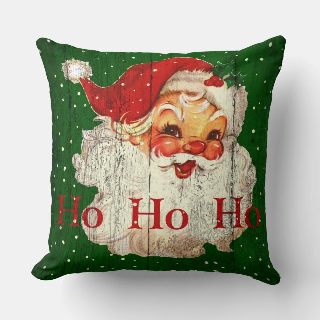  Retro Ho Ho Santa Claus Pillow Kussen (Voorkant)
