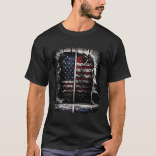 Retro Hockey Amerikaanse Vlag Hockey Vlag Verenig T-shirt
