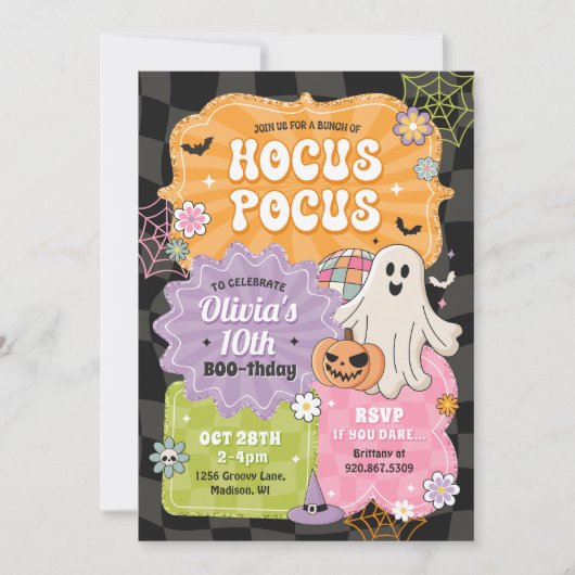 Retro Hocus Pocus Halloween Verjaardag Kaart (Voorkant)