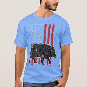 Retro Hog Hunter American Flag Pig Hog Boa T-shirt