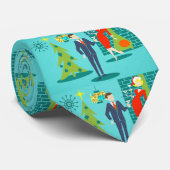 Retro Holiday Cartoon Couple Stropdas (Opgerold)