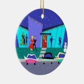 Retro Holiday Cartoon kerstversiering Keramisch Ornament (Rechts)