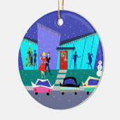 Retro Holiday Cartoon kerstversiering Keramisch Ornament (Links)