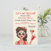 Retro Holiday Cocktail de Noël Invitations (Debout devant)