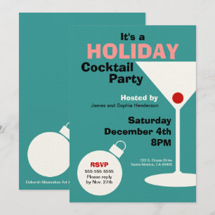 Retro Holiday Cocktail Party Uitnodiging