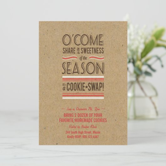 Retro Holiday Cookie Swap Exchange Uitnodiging (Staand voorkant)