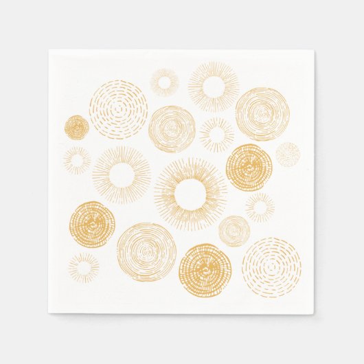 Retro Holiday Gold Burst Kerstdiner Servet (Voorkant)