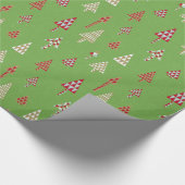 Retro Holiday kerstbomen Gift Wrap Green Cadeaupapier (Hoek)