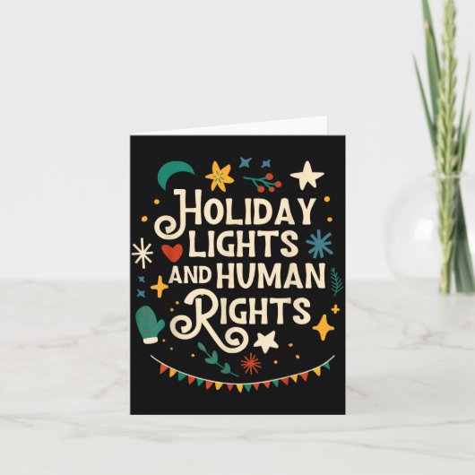 Retro Holiday Lights And Human Rights Suprters Chr Kaart (Voorkant)