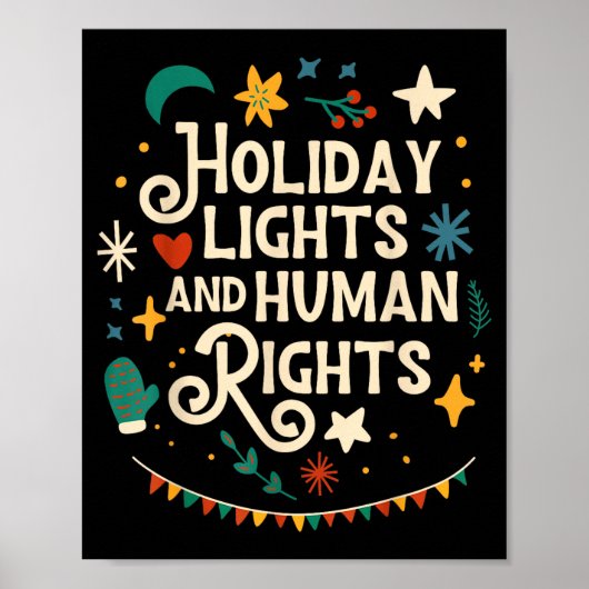Retro Holiday Lights And Human Rights Suprters Chr Poster (Voorkant)