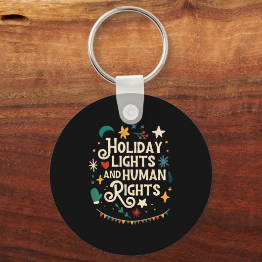 Retro Holiday Lights And Human Rights Suprters Chr Sleutelhanger (Voorkant)