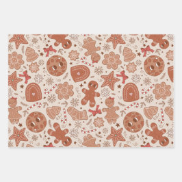 Retro Holiday Melk & kerstkoekjes Inpakpapier Vel