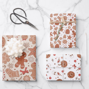 Retro Holiday Melk & kerstkoekjes Inpakpapier Vel