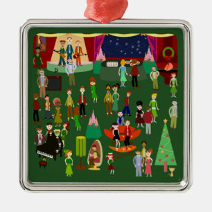 Retro Holiday Party Fun Vintage Kerstkunst Metalen Ornament