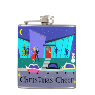 Retro Holiday Party kerstak Ker Flask Heupfles