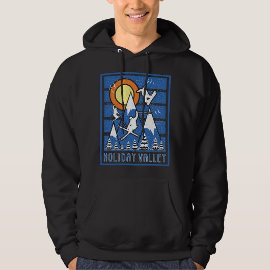 Retro Holiday Valley Ski Sunset Hoodie (Voorkant)