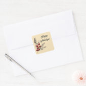 Retro Holly Berries en Evergreen Vierkante Sticker (Envelop)