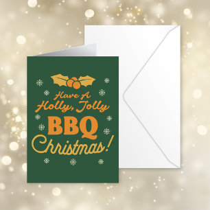 Retro Holly Jolly BBQ Kerstmis Foto Temp : Groen Feestdagen Kaart