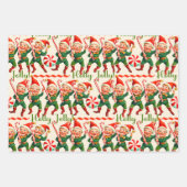 Retro Holly Jolly Christmas Elves Inpakpapier Vel (Voorkant 3)