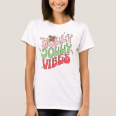 Retro Holly Jolly Kerstvibes T-shirt (Voorkant)