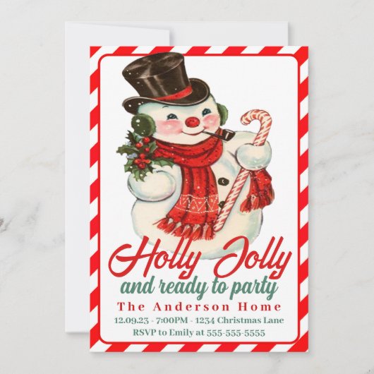 Retro Holly Jolly Snowman Custom Christmas Kaart (Voorkant)