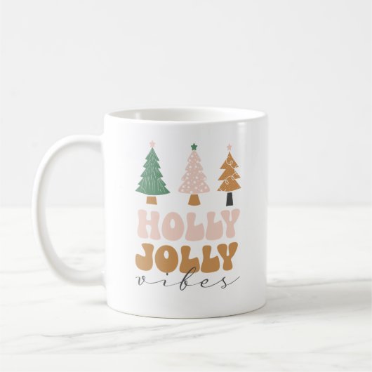 Retro Holly Jolly Vibes Christmas Mug (Gauche)