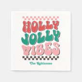 Retro Holly Jolly Vibes Custom Christmas Party Servet (Voorkant)