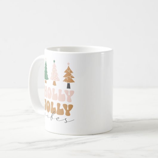 Retro Holly Jolly Vibes Kerst Mok (Voorkant links)